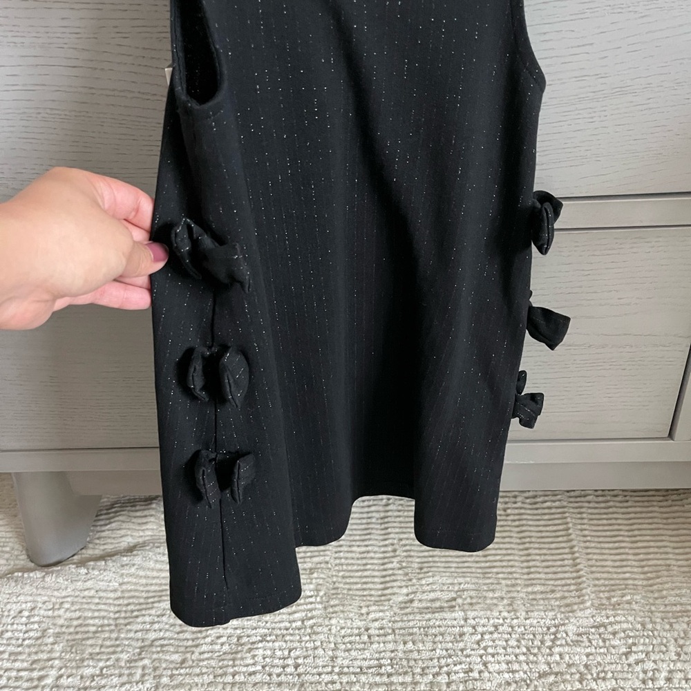 NWOT Zara Girls Black Knit Sleeveless Dress with Bow Details - Picture 3 of 7